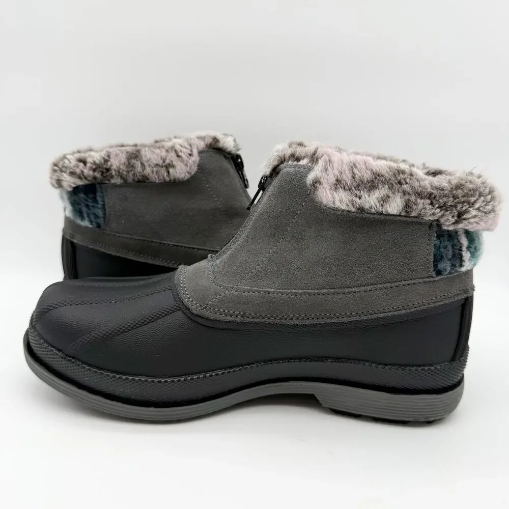 Propet Womens Lumi Ankle Zip Bootie US 8 Extra Wide Grey Water Resistant EUC